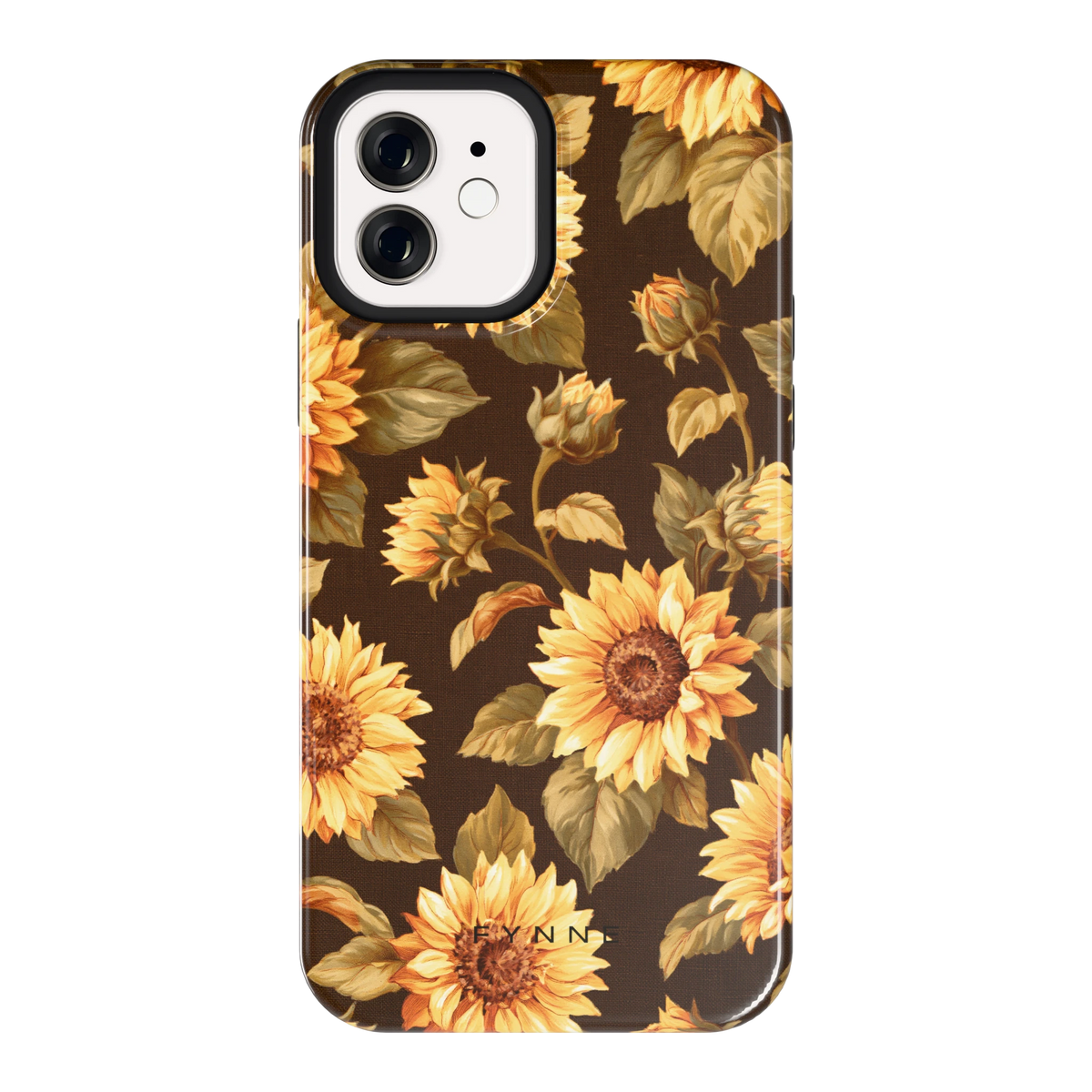 Gouden Zonnebloemen hoesje voor iPhone 12, achterkant