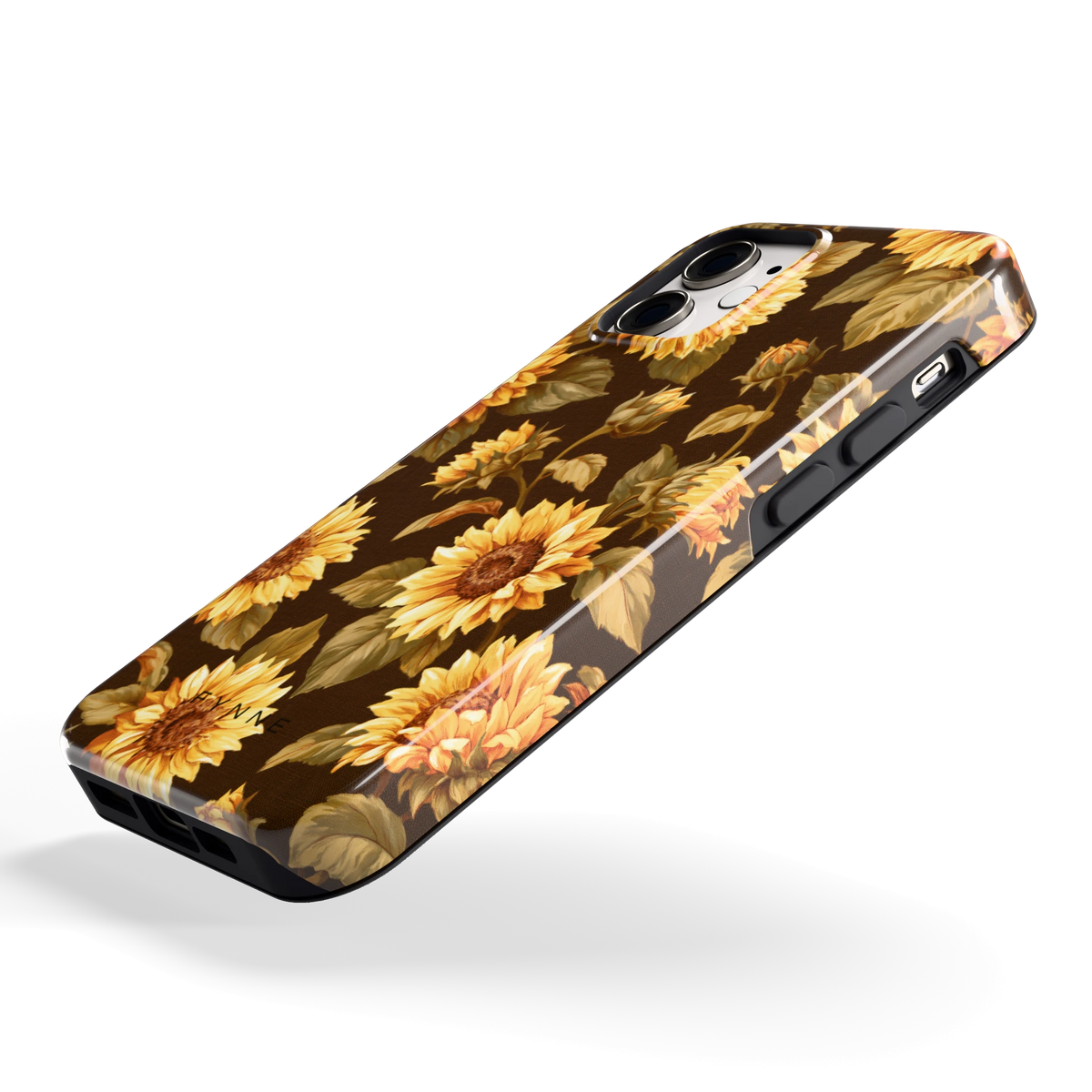 Gouden Zonnebloemen hoesje voor iPhone 12 mini, schuin