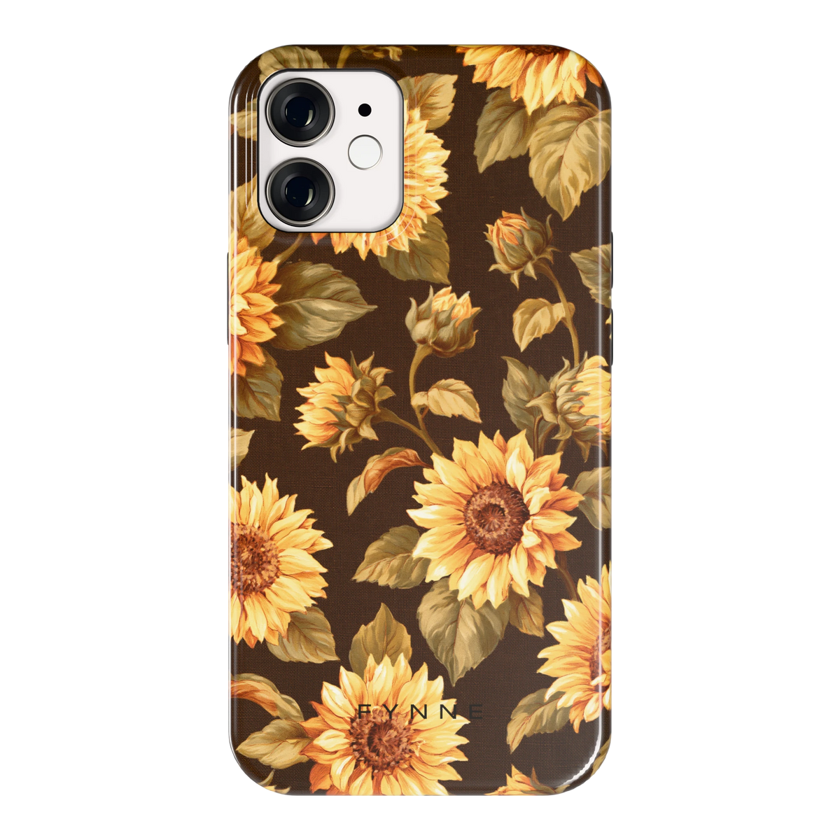 Gouden Zonnebloemen hoesje voor iPhone 12 mini, achterkant