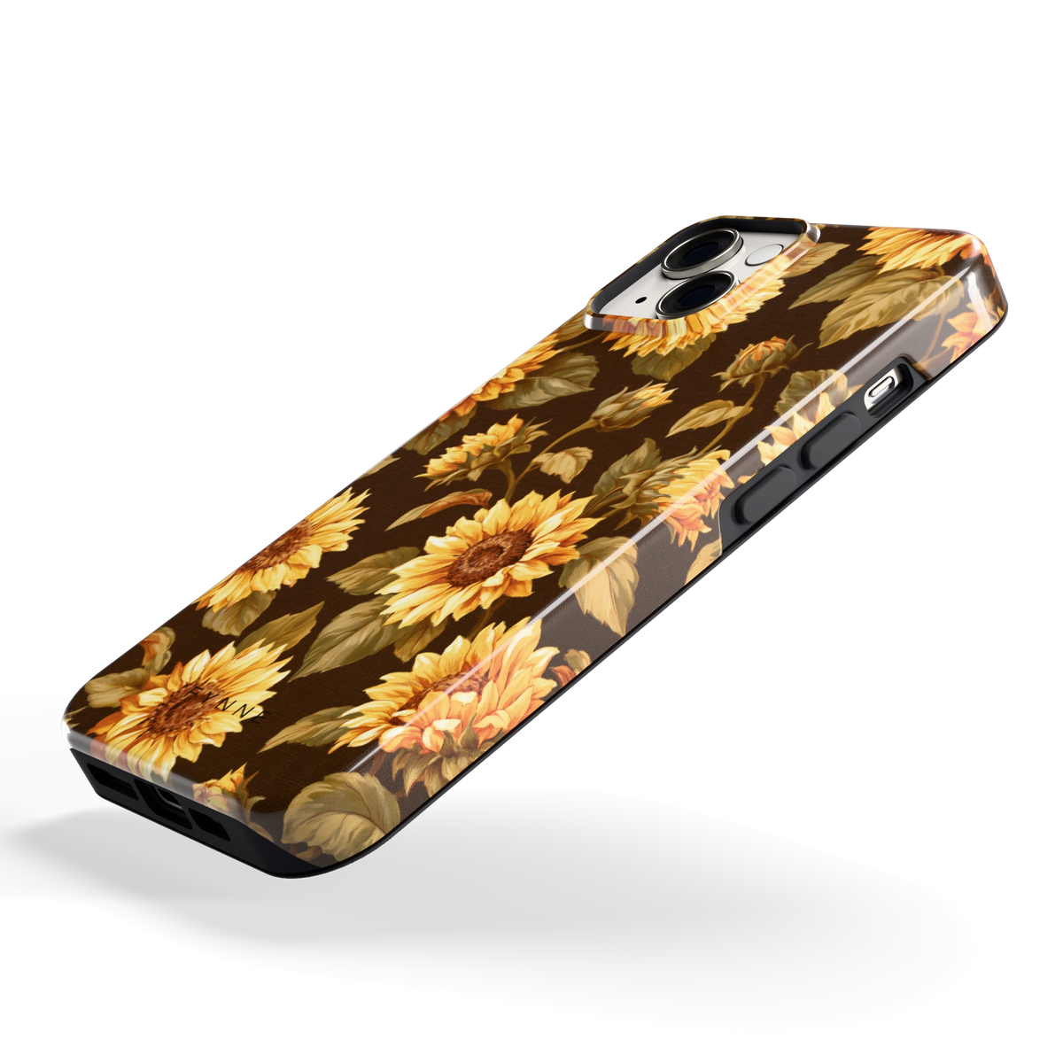 Gouden Zonnebloemen hoesje voor iPhone 14, schuin