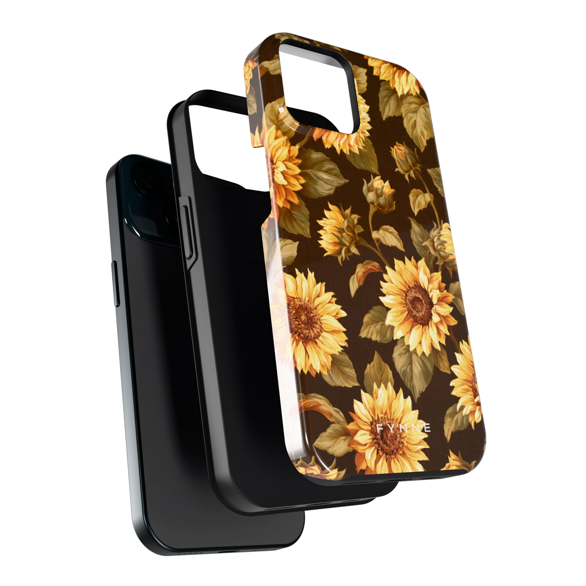 Gouden Zonnebloemen hoesje voor iPhone 15, los van de telefoon