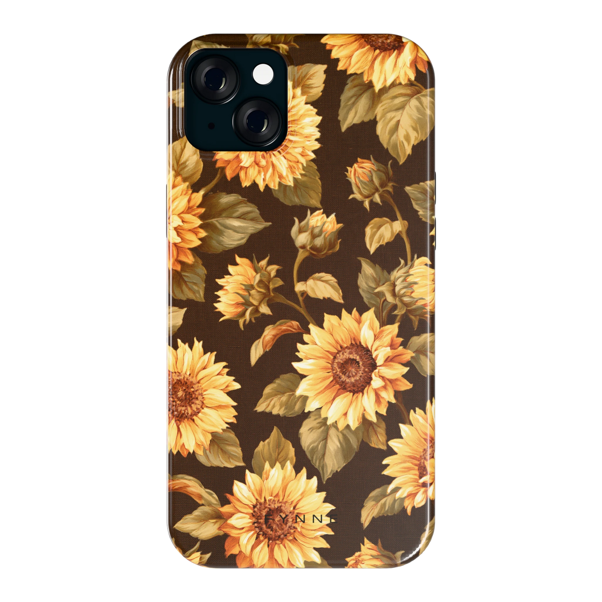 Gouden Zonnebloemen hoesje voor iPhone 15 Plus, achterkant