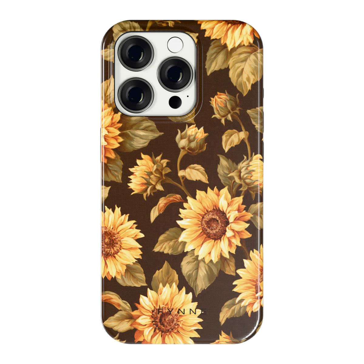 Gouden Zonnebloemen hoesje voor iPhone 15 Pro, achterkant