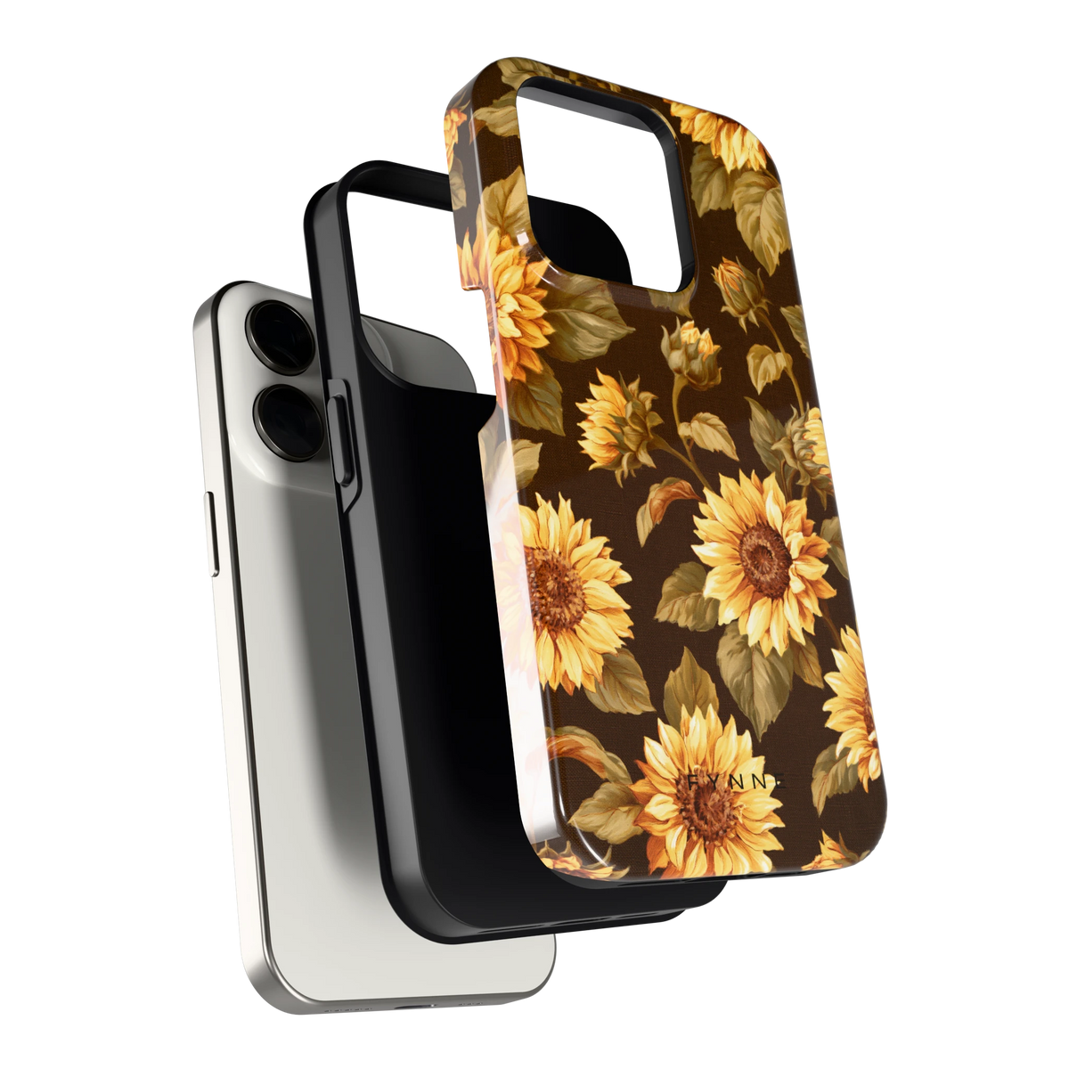 Gouden Zonnebloemen hoesje voor iPhone 15 Pro, los van de telefoon