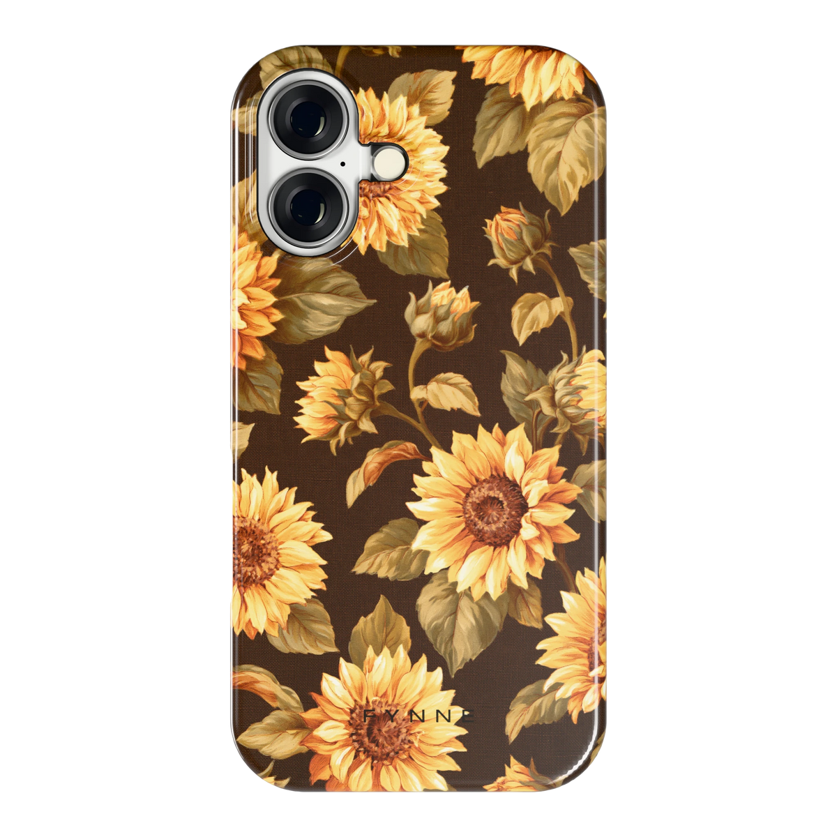 Gouden Zonnebloemen hoesje voor iPhone 16, achterkant