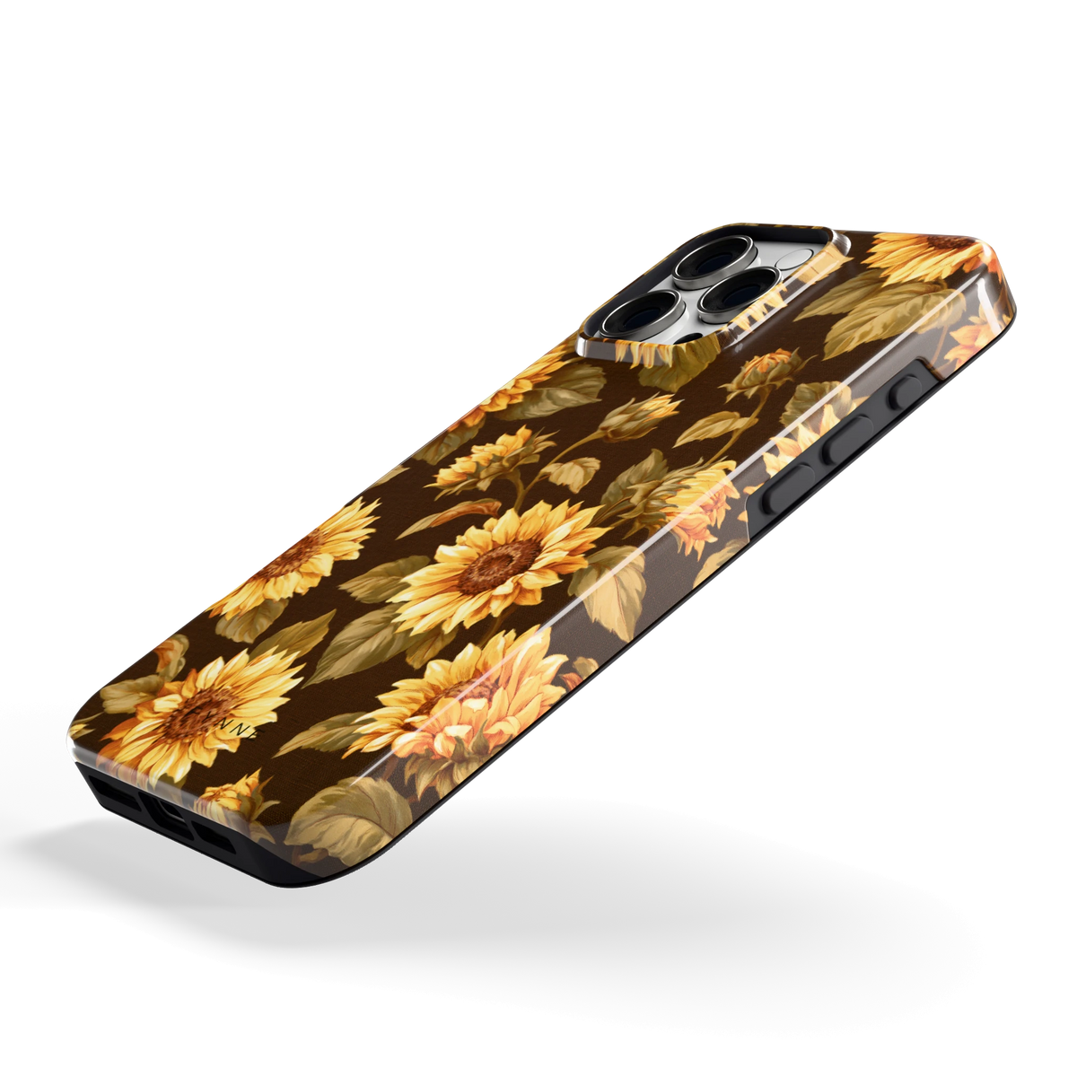 Gouden Zonnebloemen hoesje voor iPhone 16 Pro Max, schuin