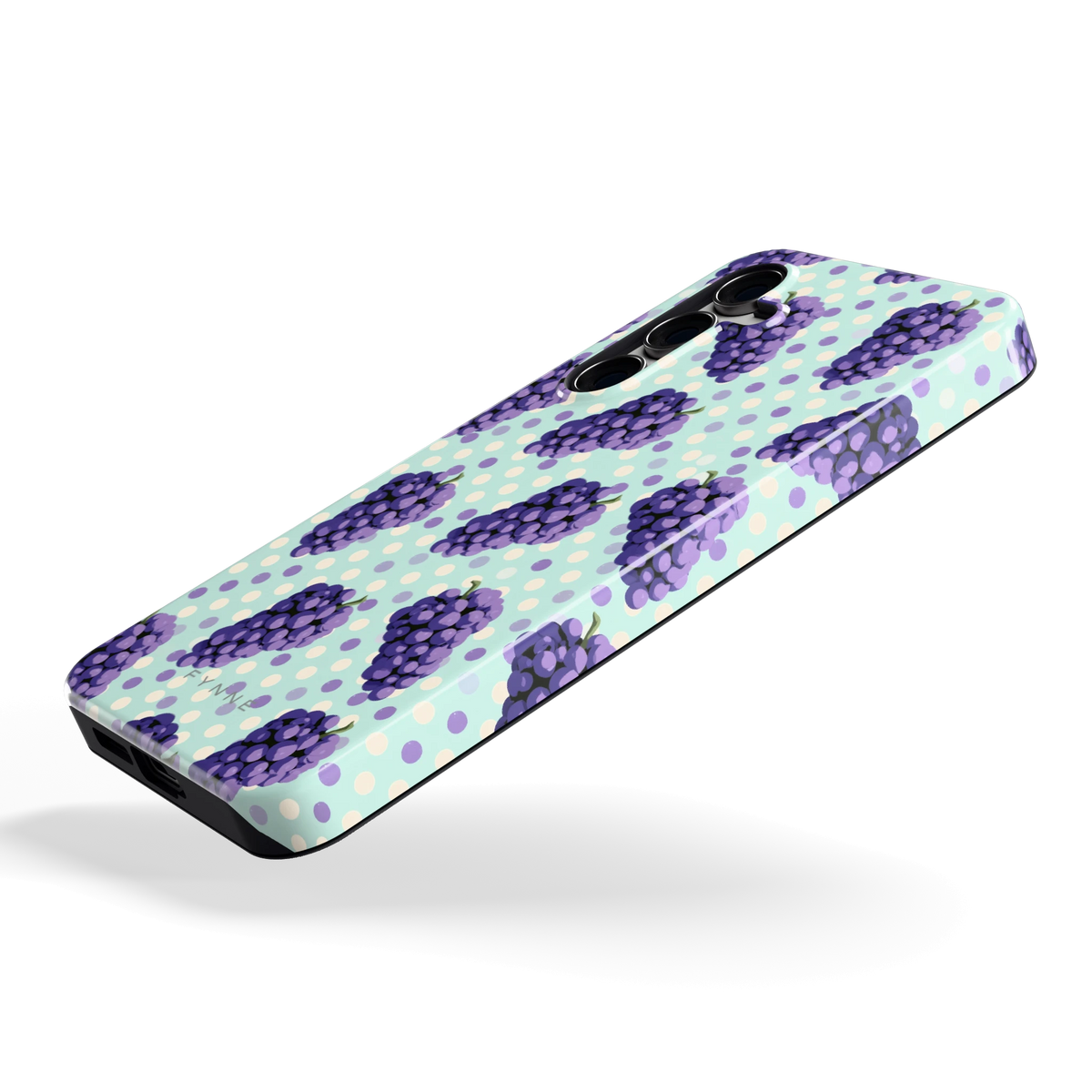 Druiven op Stippen hoesje voor Galaxy S24 FE, schuin