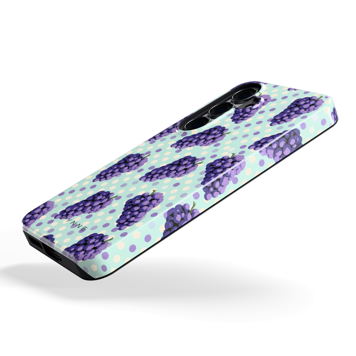Druiven op Stippen hoesje voor Galaxy S25, schuin