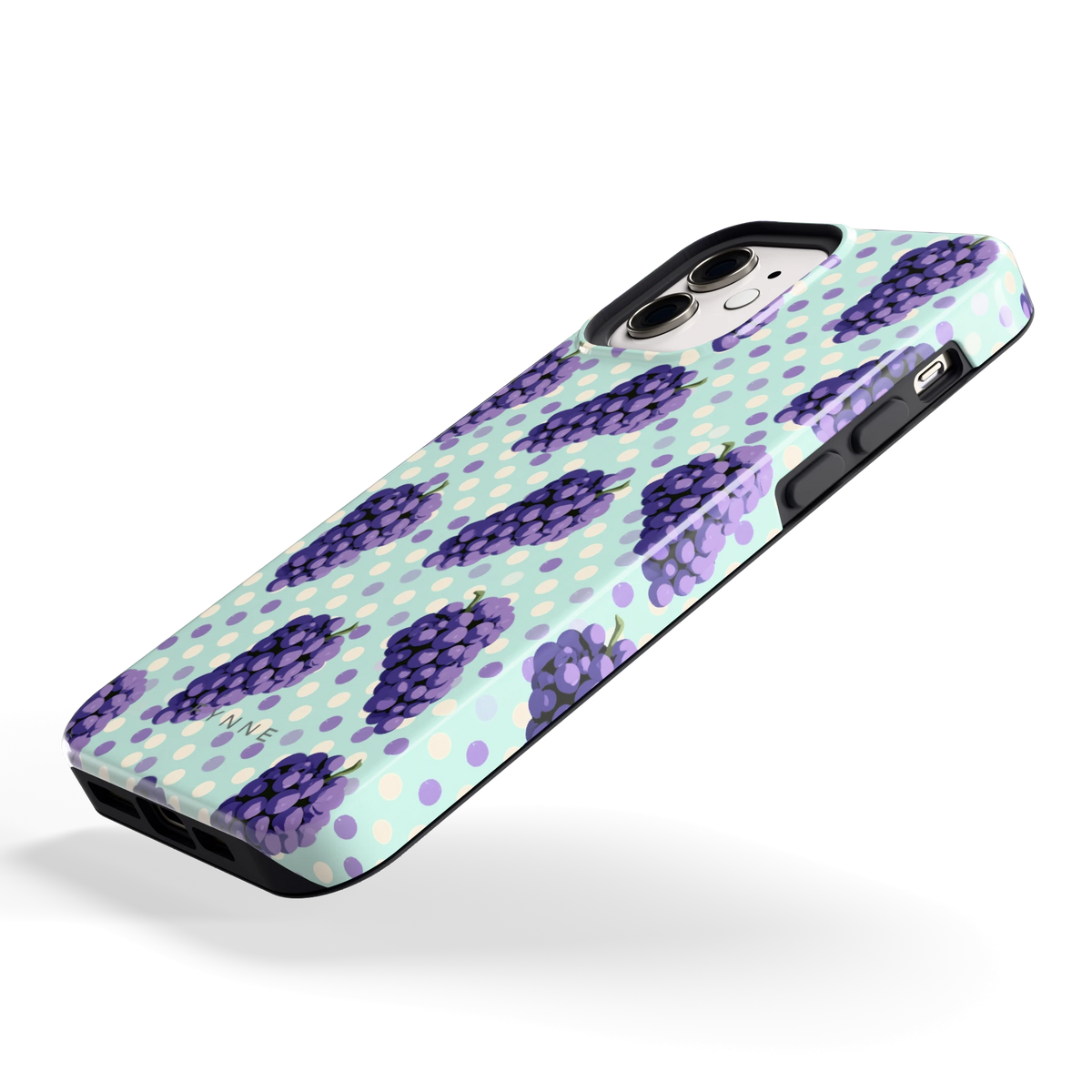 Druiven op Stippen hoesje voor iPhone 12, schuin