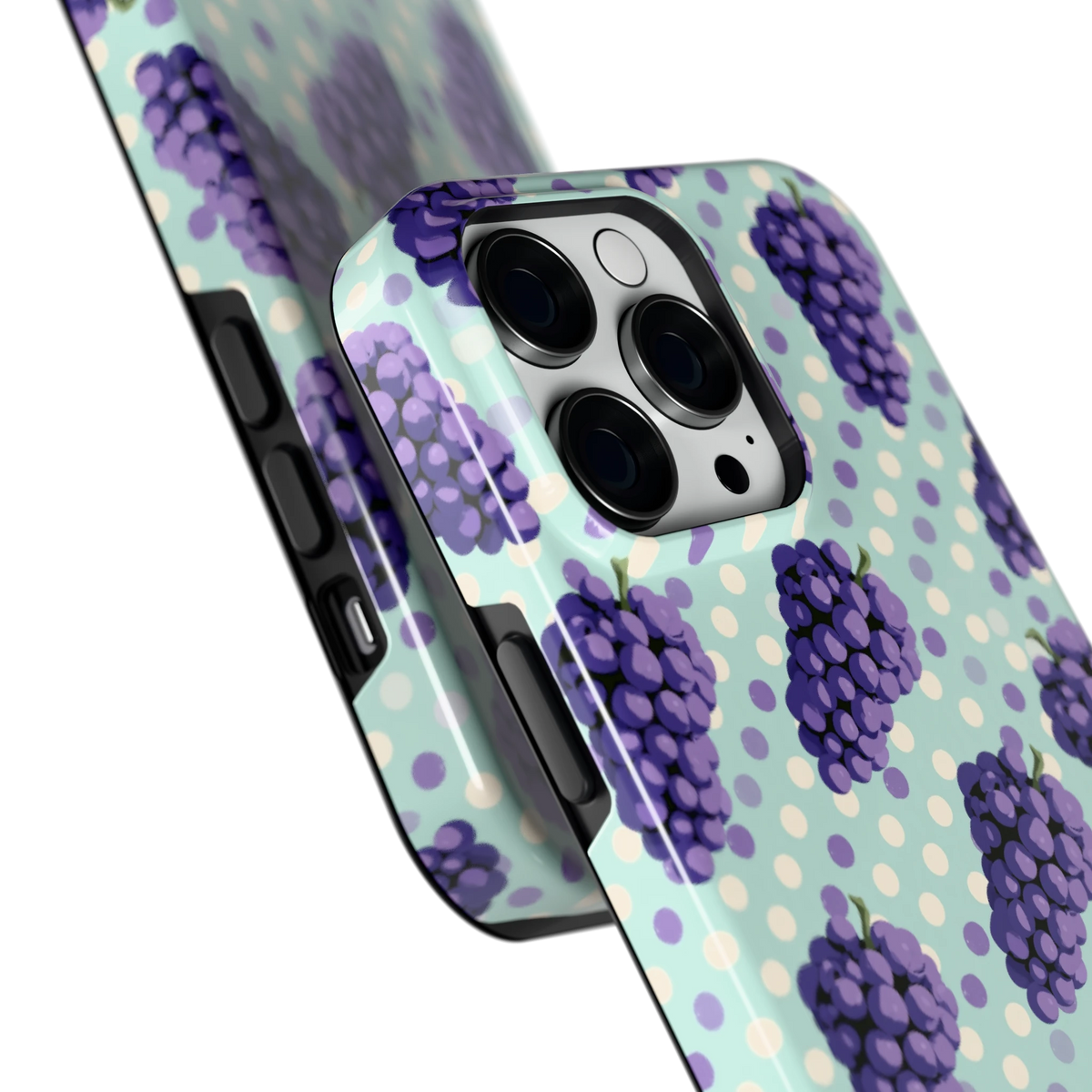 Druiven op Stippen hoesje voor iPhone 14 Pro Max, close-up