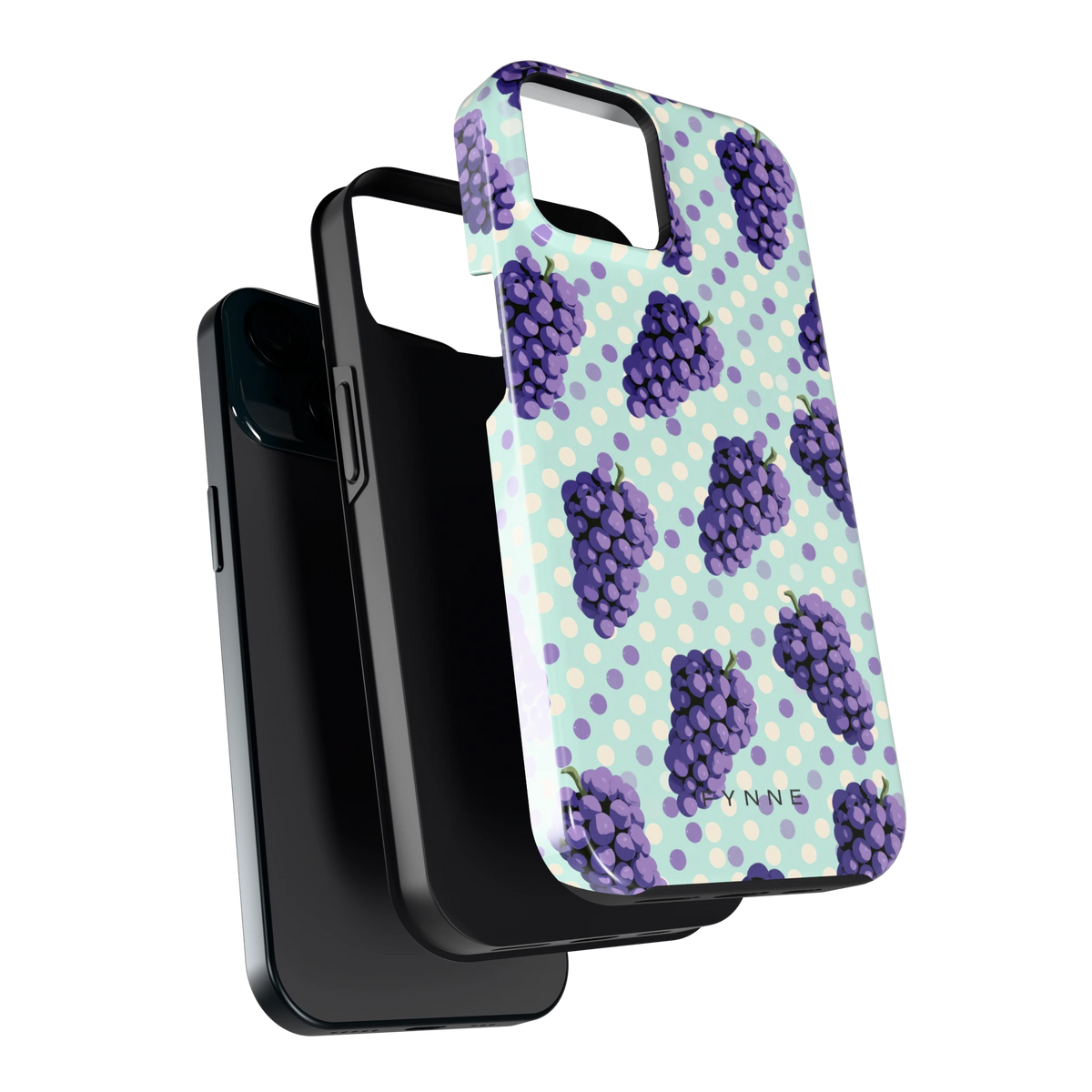 Druiven op Stippen hoesje voor iPhone 15, los van de telefoon