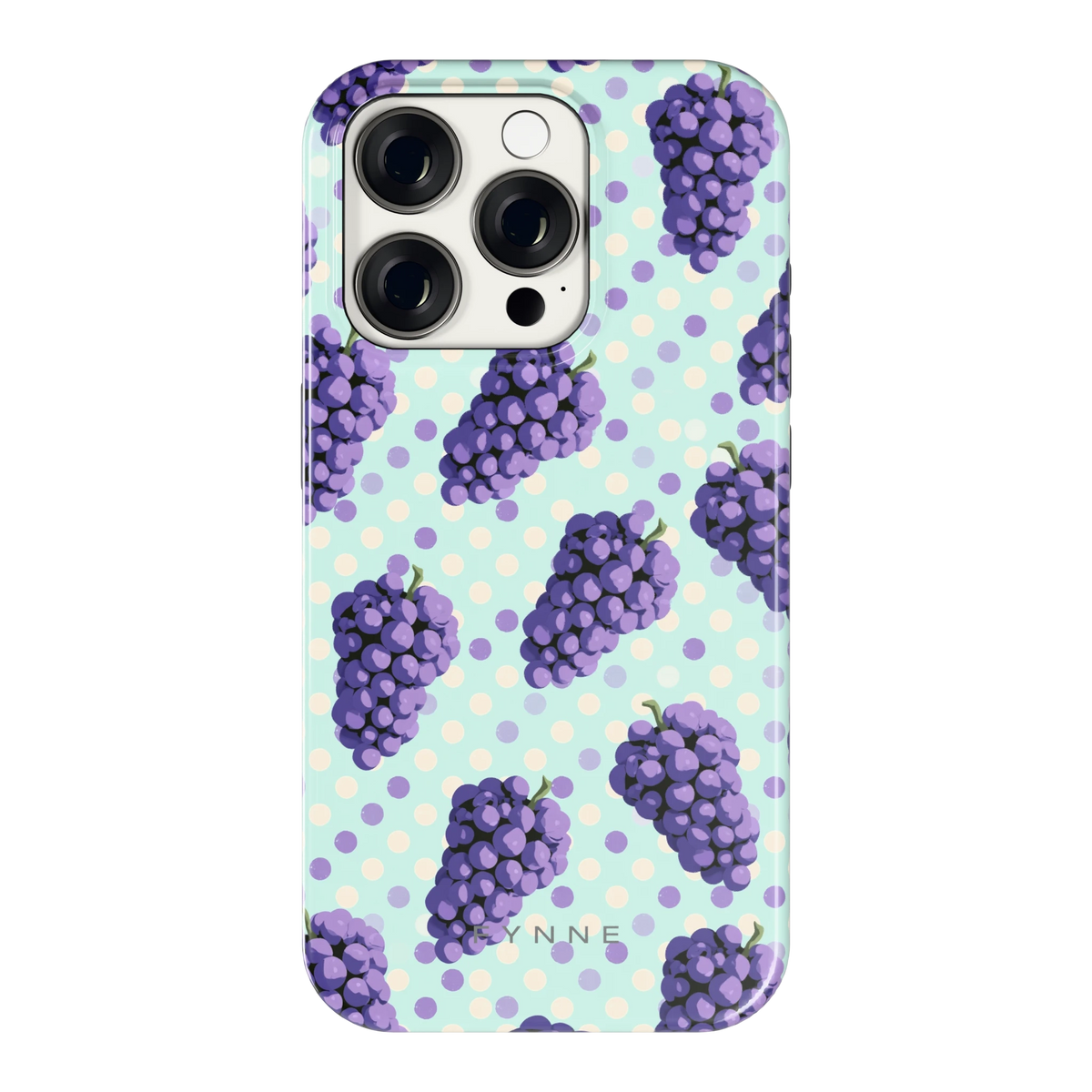 Druiven op Stippen hoesje voor iPhone 15 Pro, achterkant