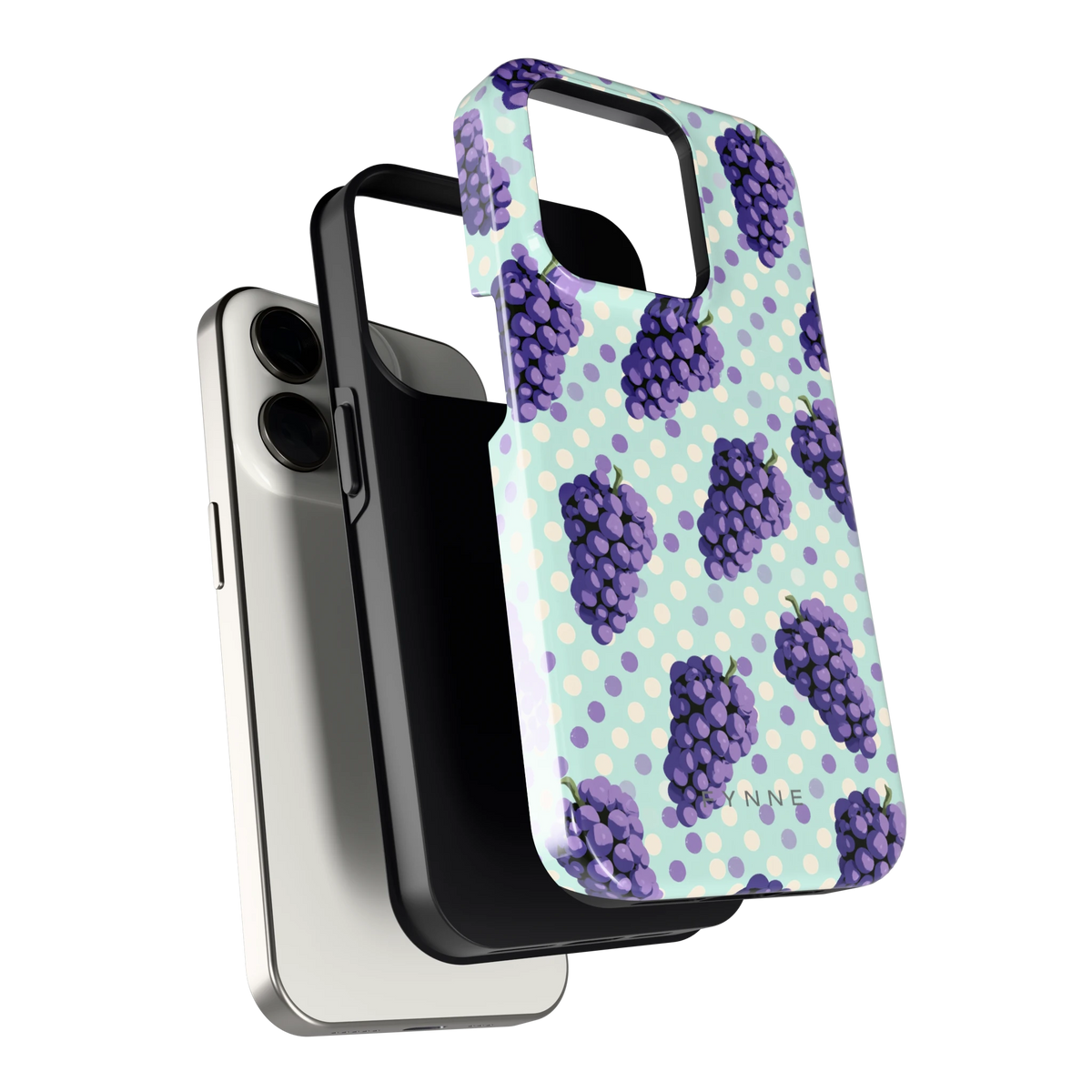Druiven op Stippen hoesje voor iPhone 15 Pro, los van de telefoon
