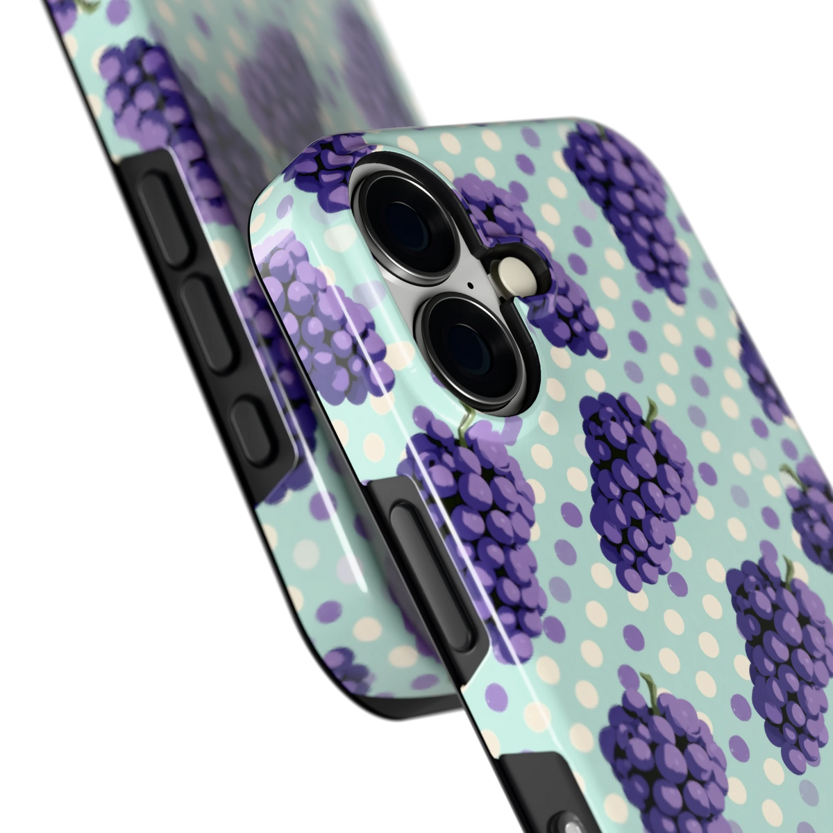 Druiven op Stippen hoesje voor iPhone 16, close-up