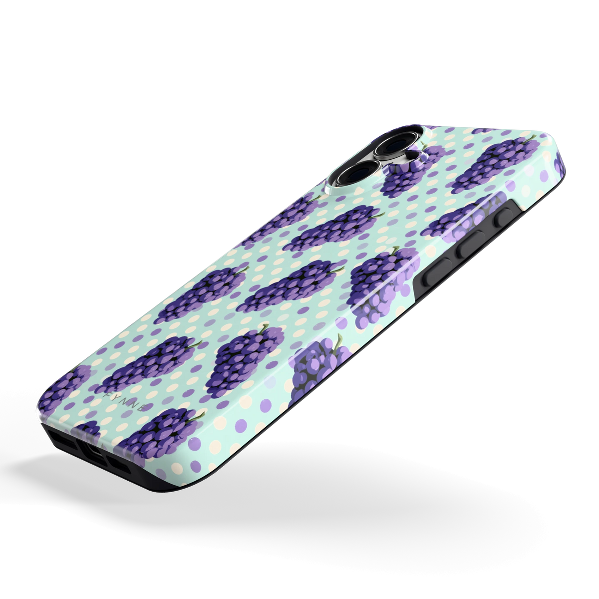 Druiven op Stippen hoesje voor iPhone 16 Plus, schuin