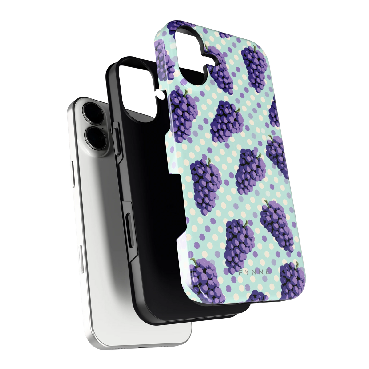 Druiven op Stippen hoesje voor iPhone 16 Plus, los van de telefoon