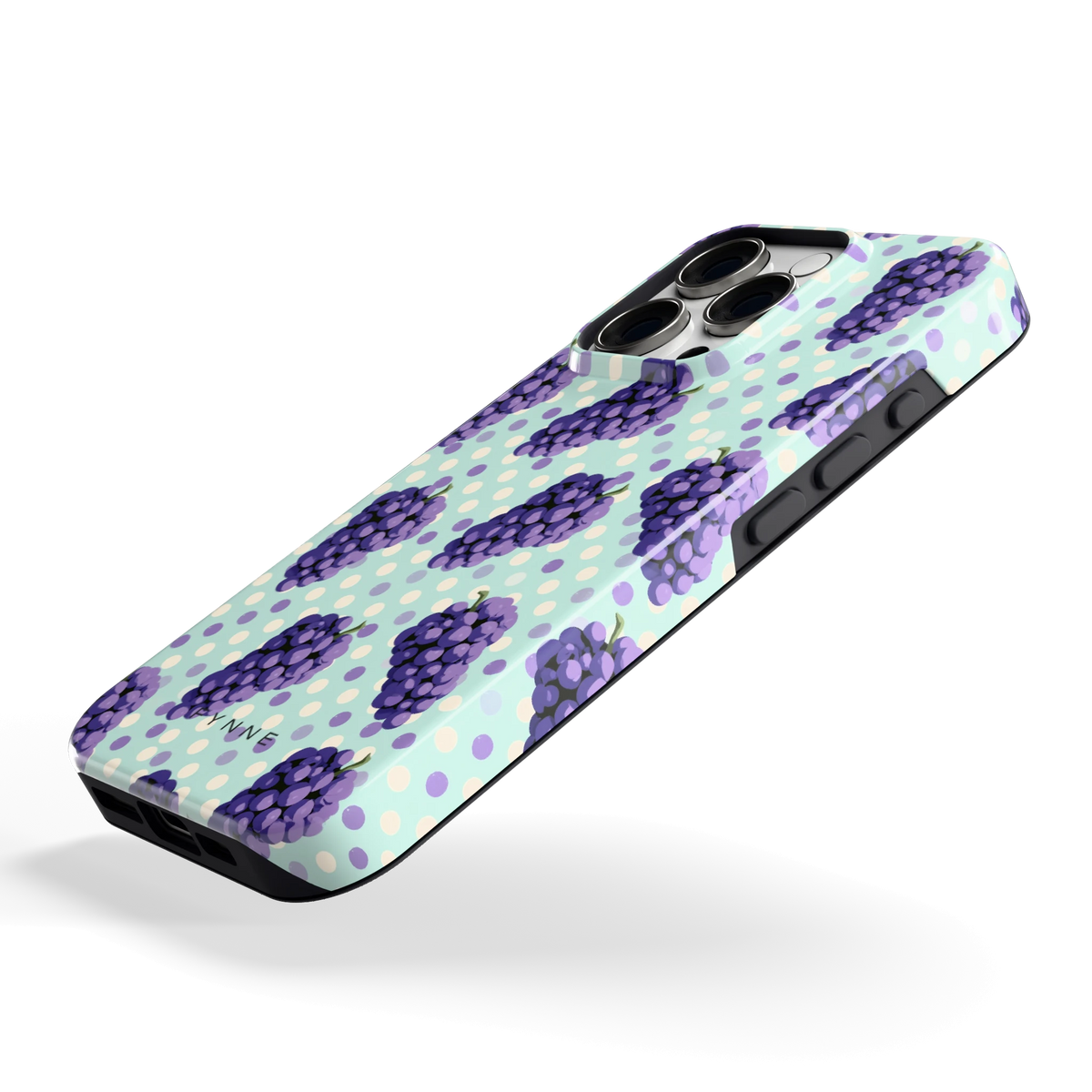 Druiven op Stippen hoesje voor iPhone 16 Pro, schuin