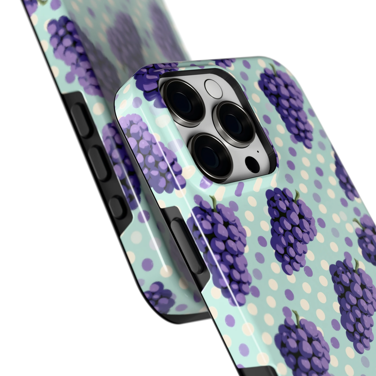 Druiven op Stippen hoesje voor iPhone 16 Pro Max, close-up