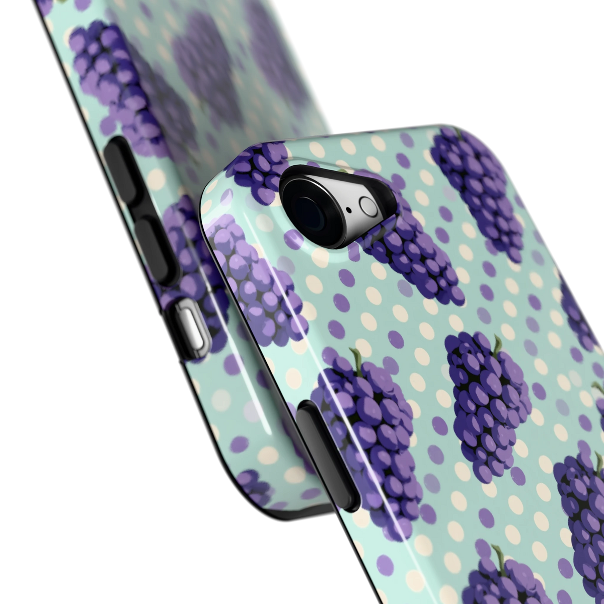 Druiven op Stippen hoesje voor iPhone 16e, close-up