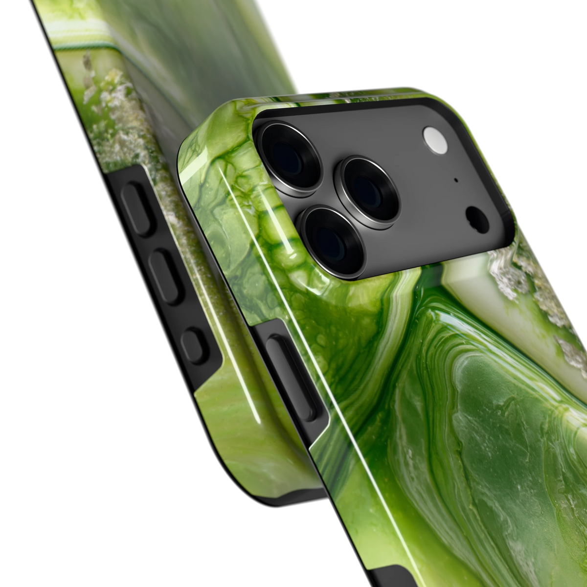Groene marmerstroom hoesje voor iPhone 18 Pro Max, close-up