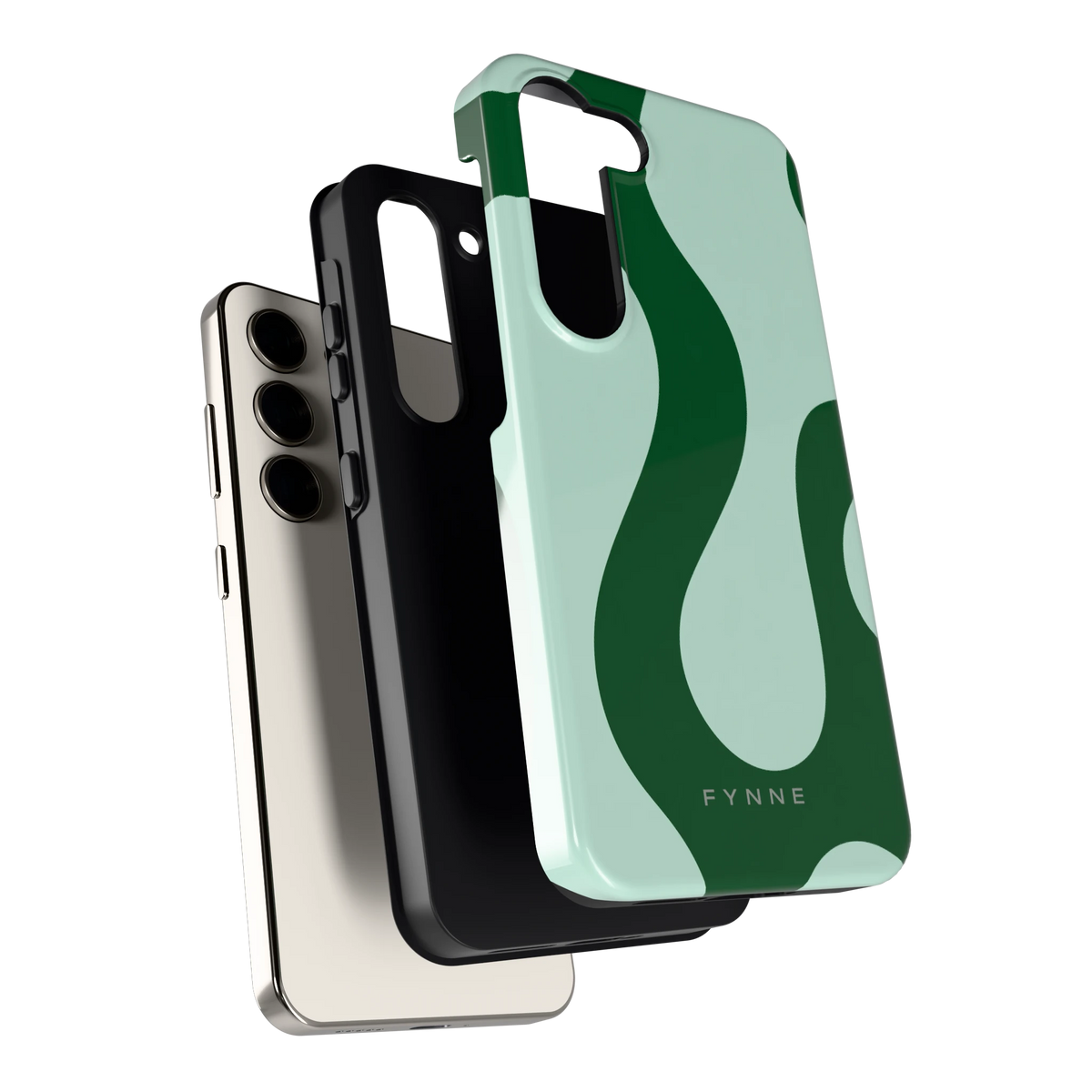 Groene golven hoesje voor Galaxy S23, los van de telefoon