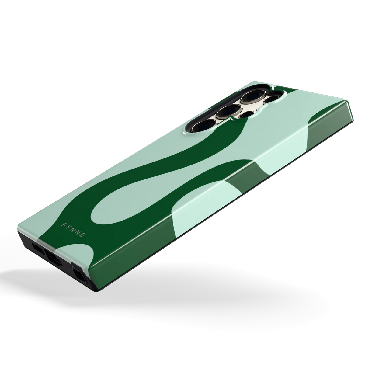 Groene golven hoesje voor Galaxy S23 Ultra, schuin