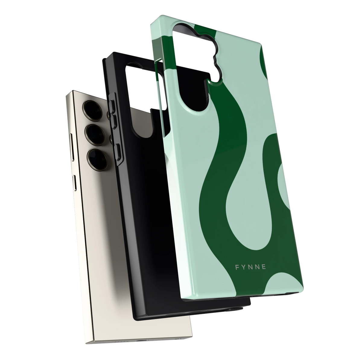 Groene golven hoesje voor Galaxy S23 Ultra, los van de telefoon