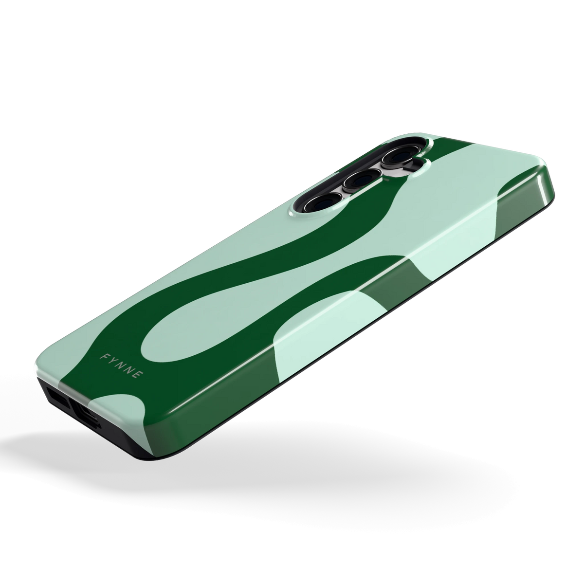 Groene golven hoesje voor Galaxy S24, schuin