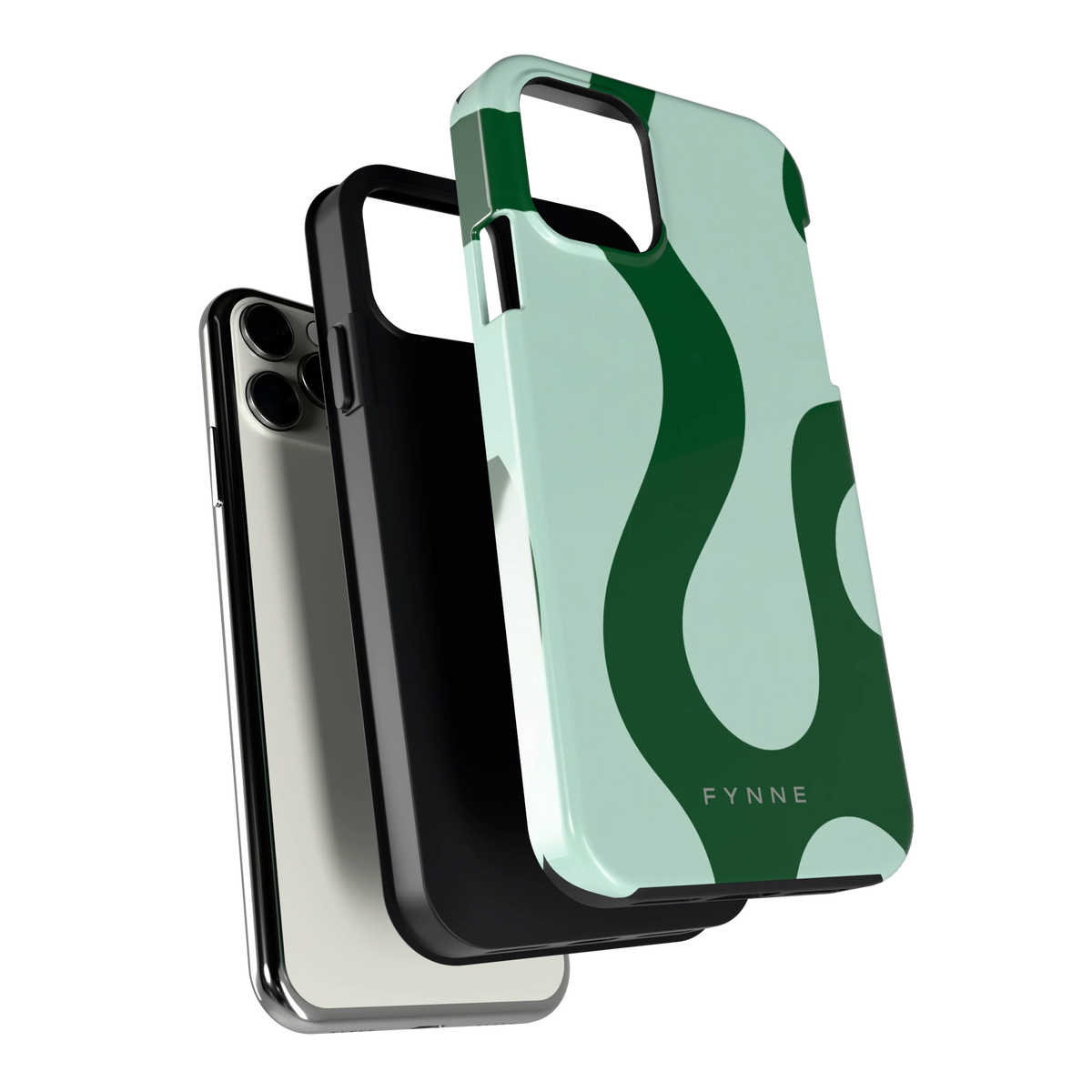 Groene golven hoesje voor iPhone 11 Pro, los van de telefoon