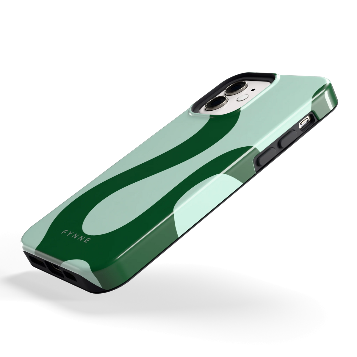 Groene golven hoesje voor iPhone 12, schuin