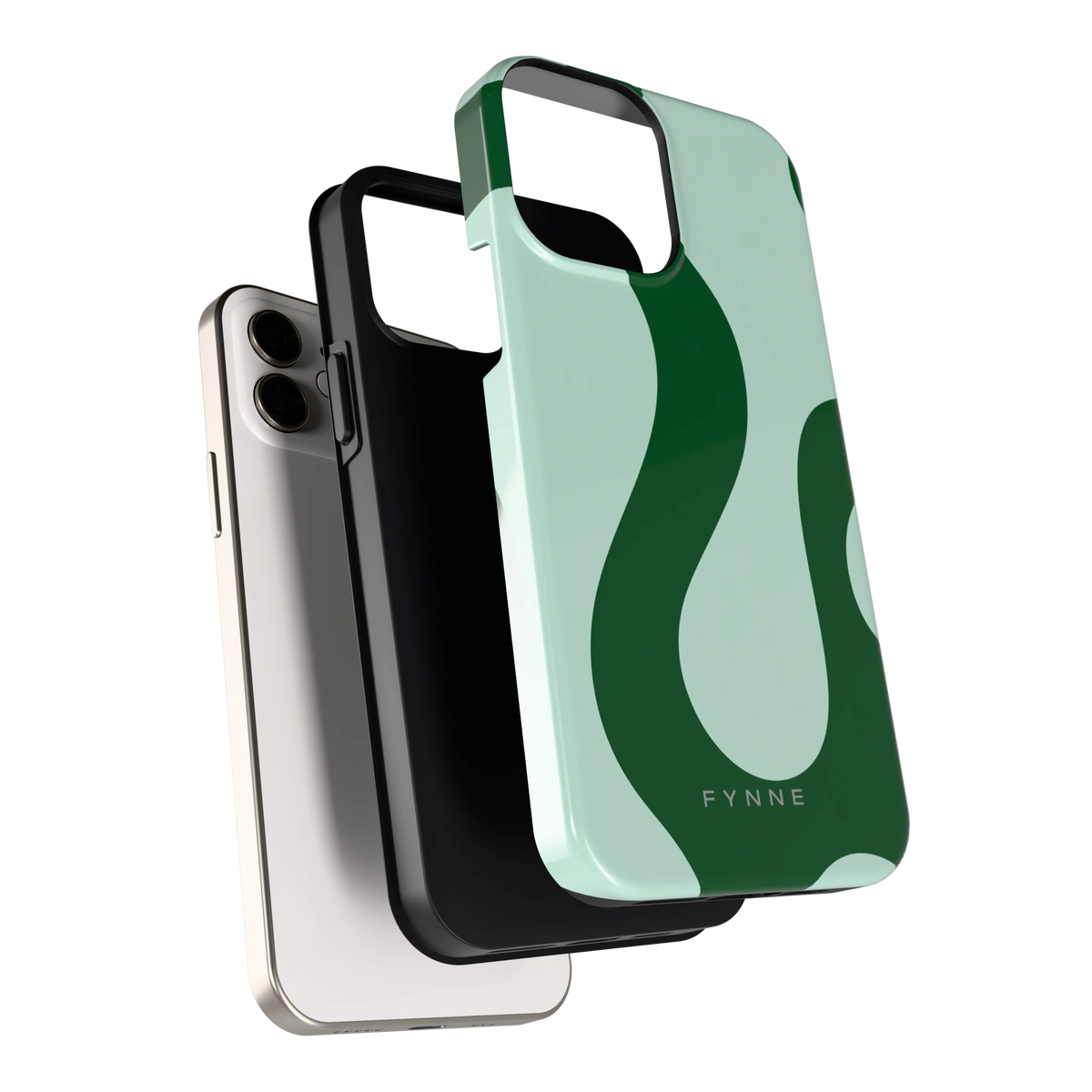 Groene golven hoesje voor iPhone 12, los van de telefoon