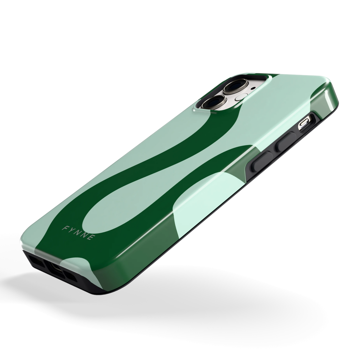 Groene golven hoesje voor iPhone 12 mini, schuin