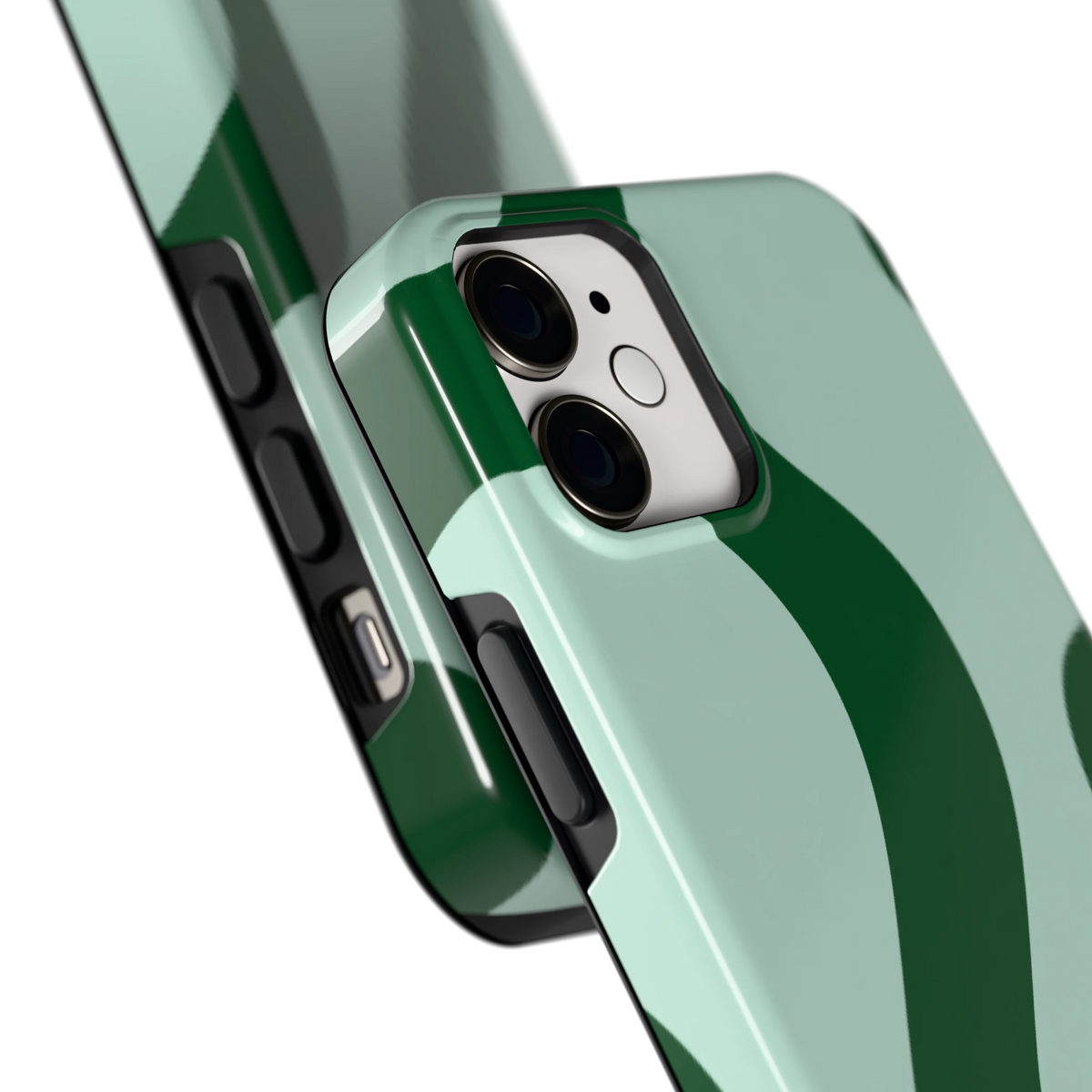 Groene golven hoesje voor iPhone 12 mini, close-up