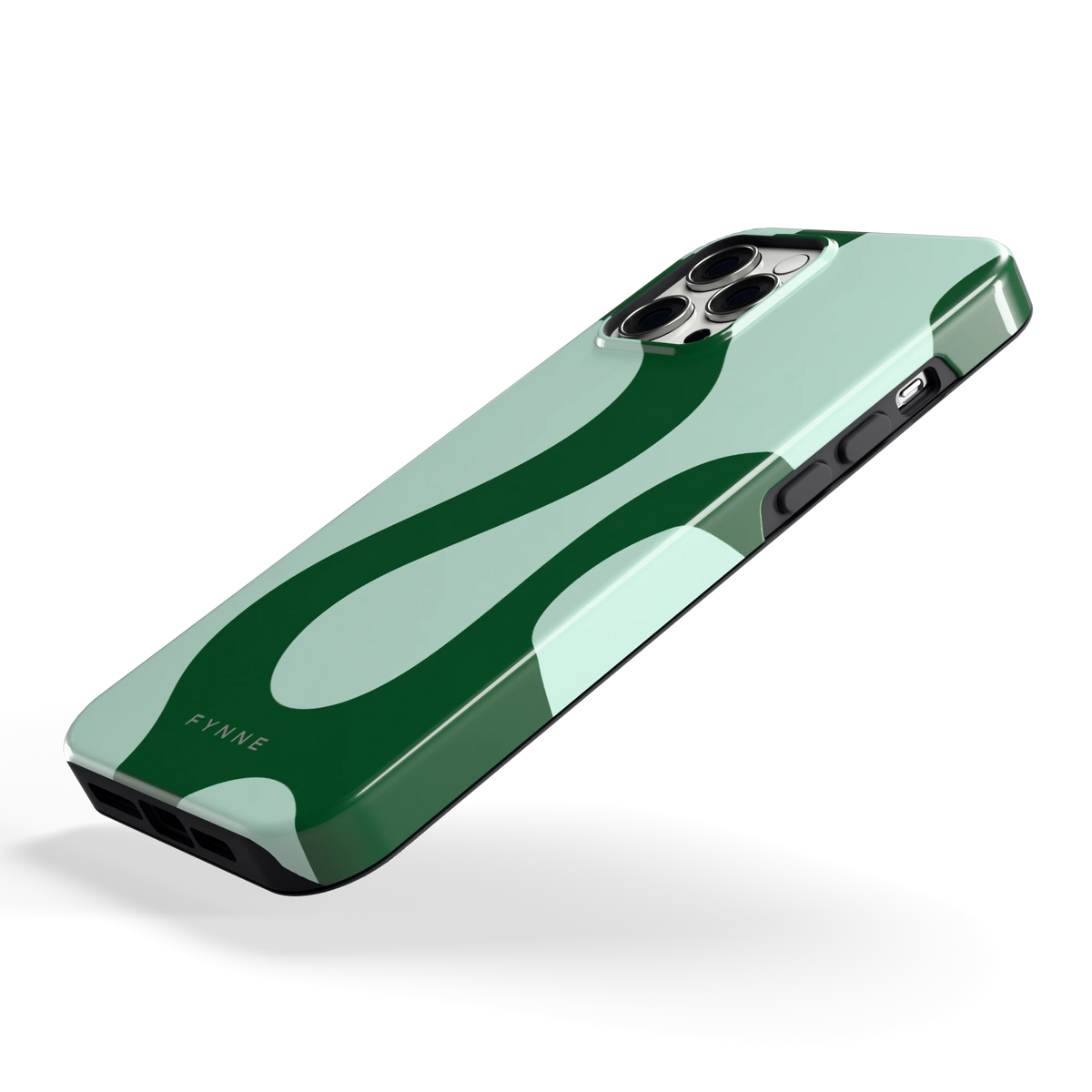Groene golven hoesje voor iPhone 12 Pro Max, schuin