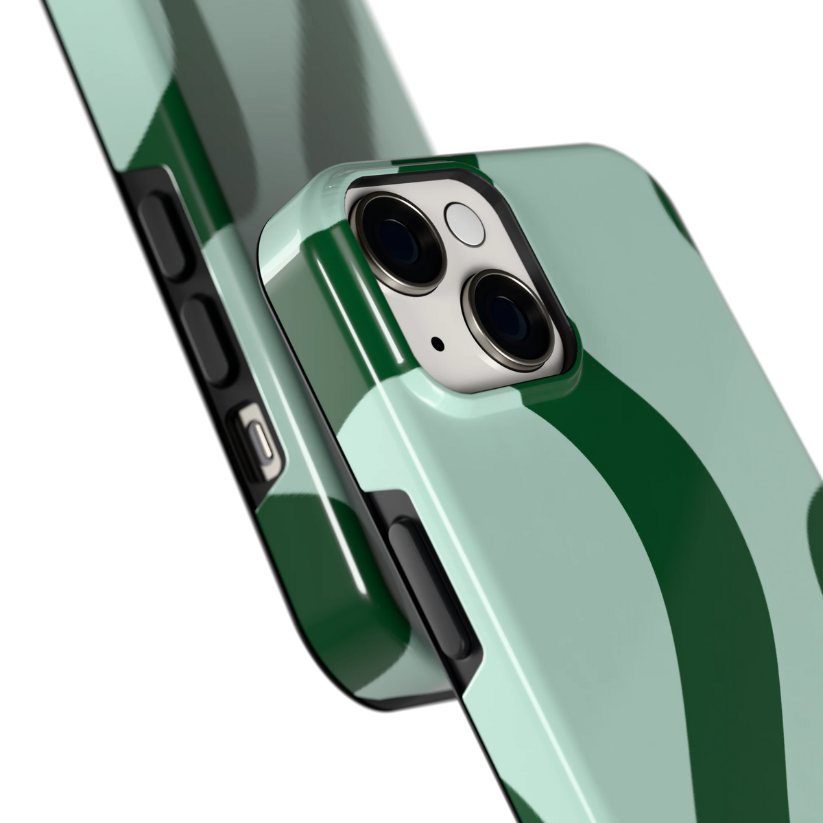 Groene golven hoesje voor iPhone 14, close-up