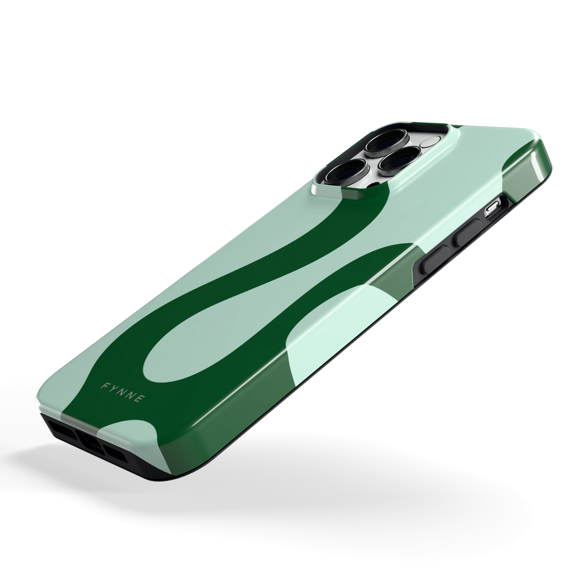 Groene golven hoesje voor iPhone 14 Pro Max, schuin