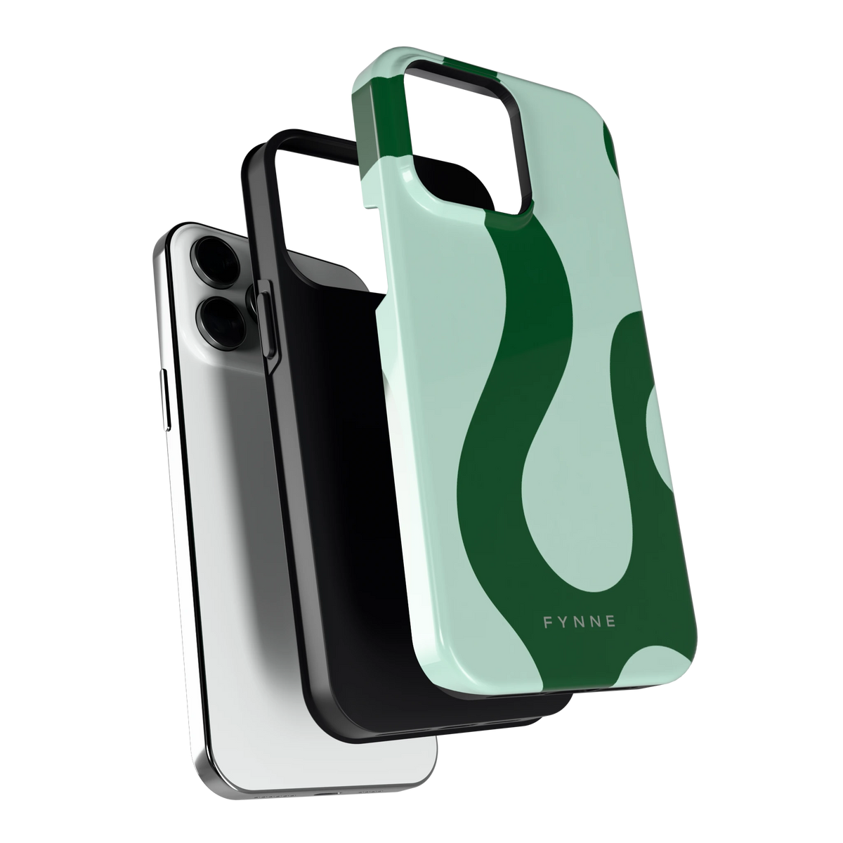 Groene golven hoesje voor iPhone 14 Pro Max, los van de telefoon