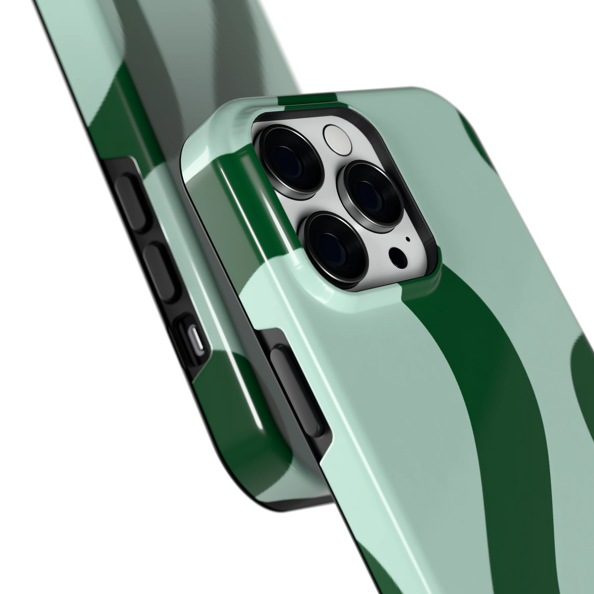 Groene golven hoesje voor iPhone 14 Pro Max, close-up