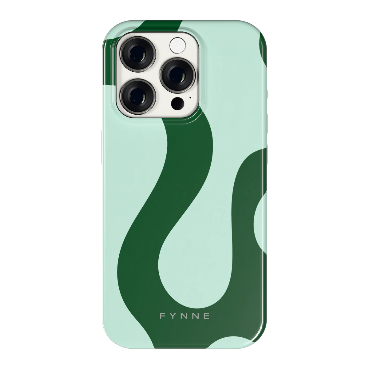 Groene golven hoesje voor iPhone 15 Pro, achterkant