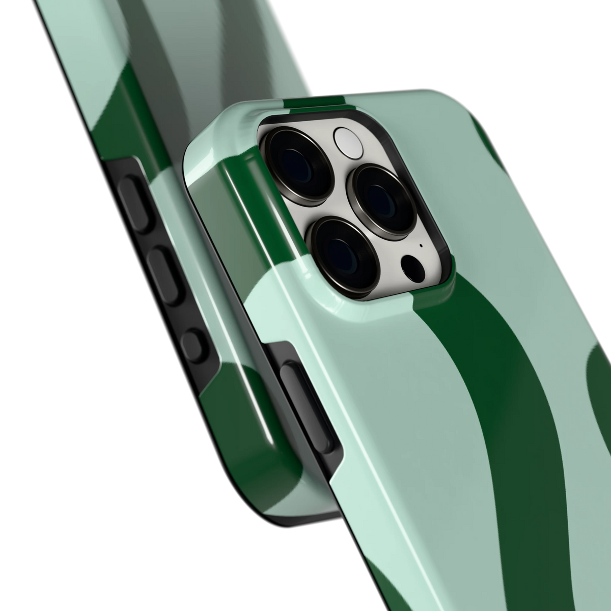 Groene golven hoesje voor iPhone 15 Pro Max, close-up