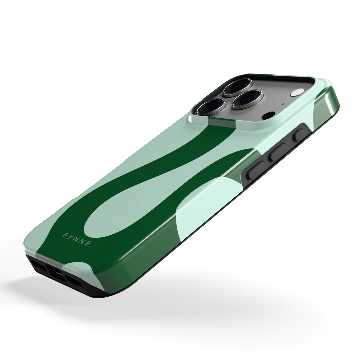 Groene golven hoesje voor iPhone 17 Pro, schuin