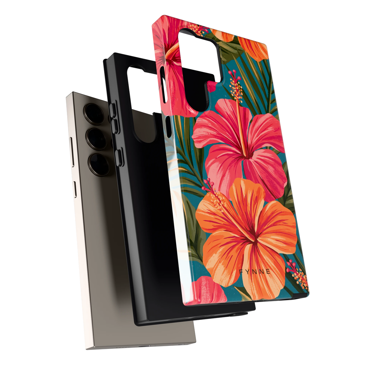 Hibiscus Paradijs hoesje voor Galaxy S24 Ultra, los van de telefoon