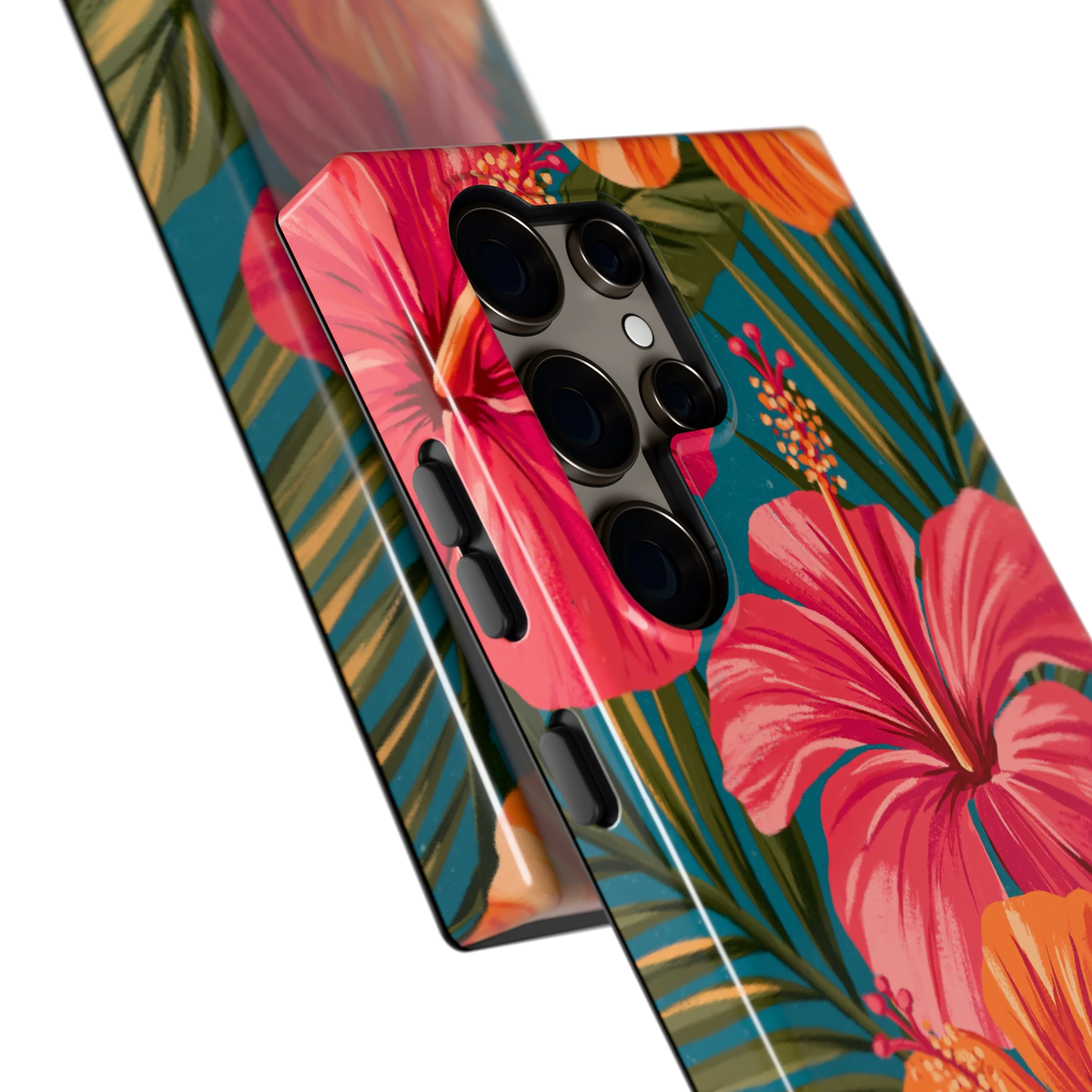 Hibiscus Paradijs hoesje voor Galaxy S24 Ultra, close-up