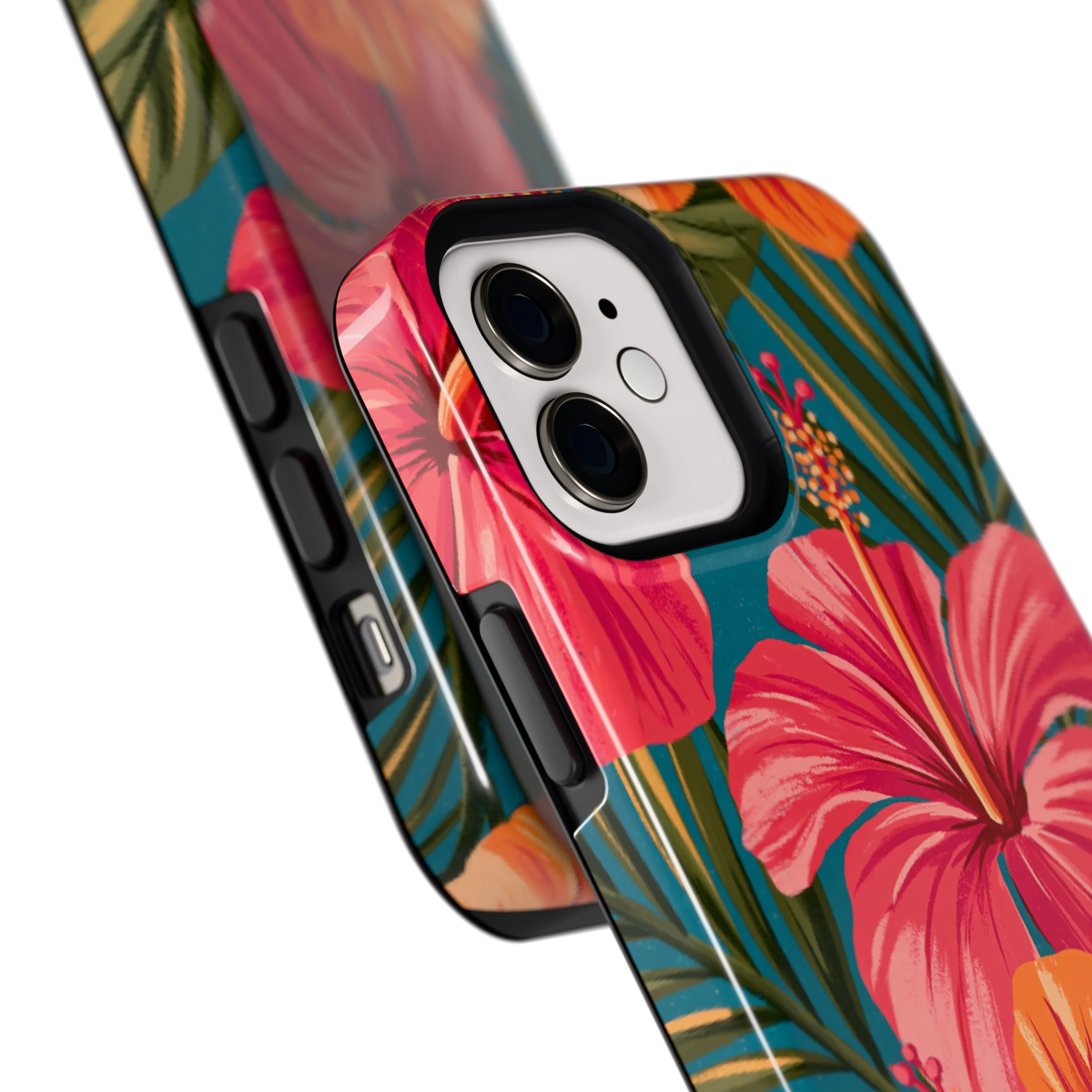 Hibiscus Paradijs hoesje voor iPhone 12, close-up