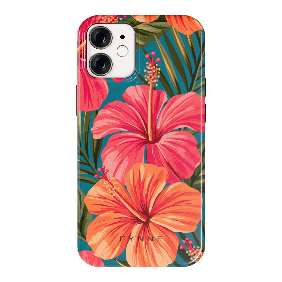 Hibiscus Paradijs hoesje voor iPhone 12 mini, achterkant