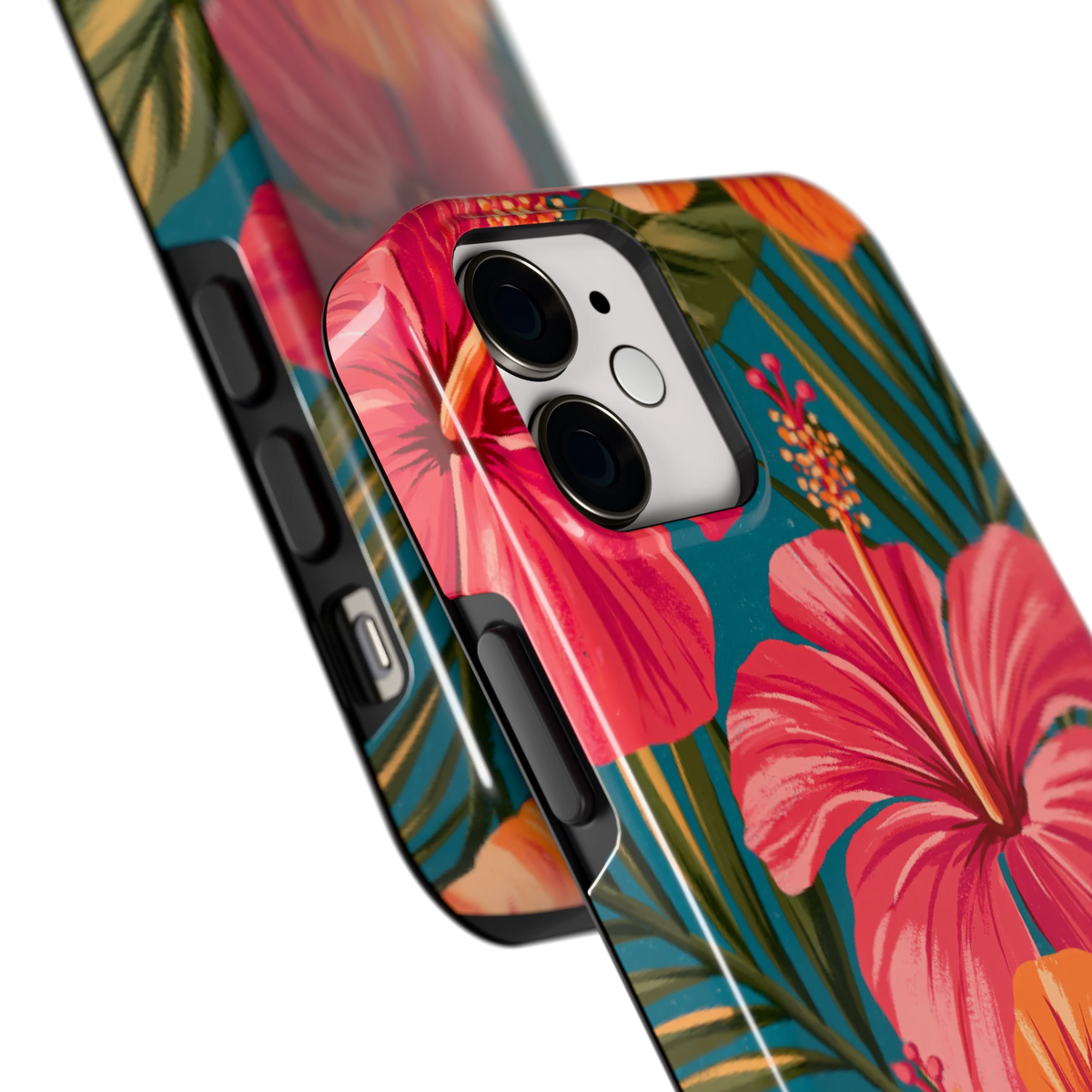 Hibiscus Paradijs hoesje voor iPhone 12 mini, close-up