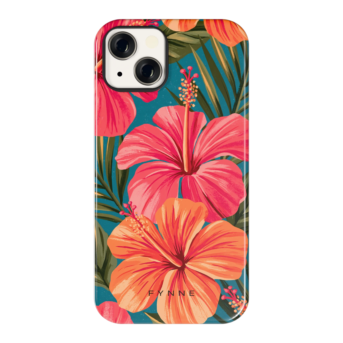 Hibiscus Paradijs hoesje voor iPhone 13, achterkant