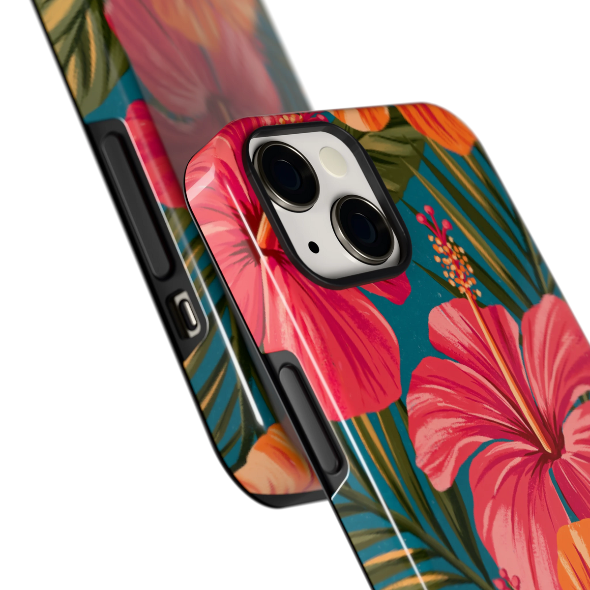 Hibiscus Paradijs hoesje voor iPhone 13, close-up