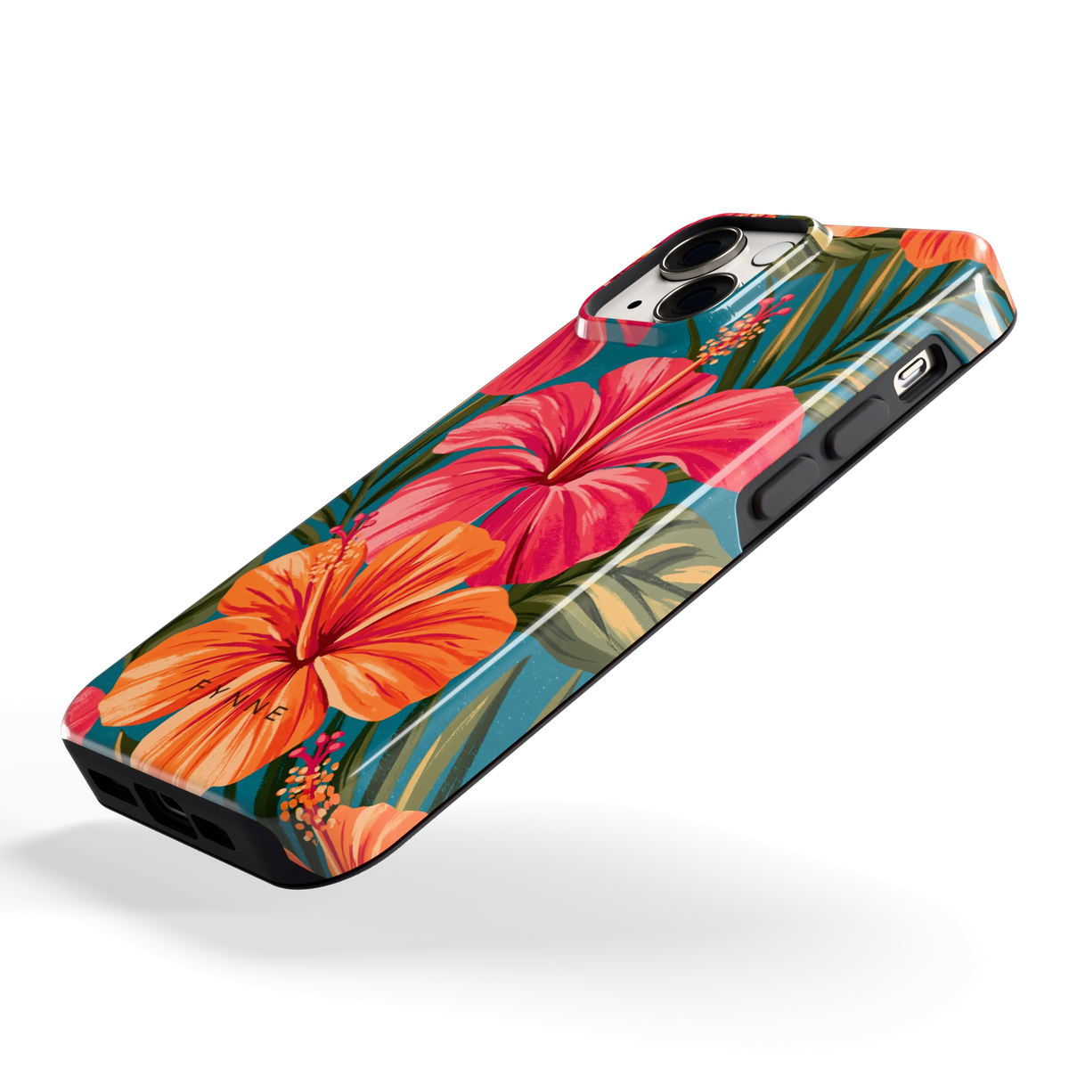 Hibiscus Paradijs hoesje voor iPhone 13 mini, schuin