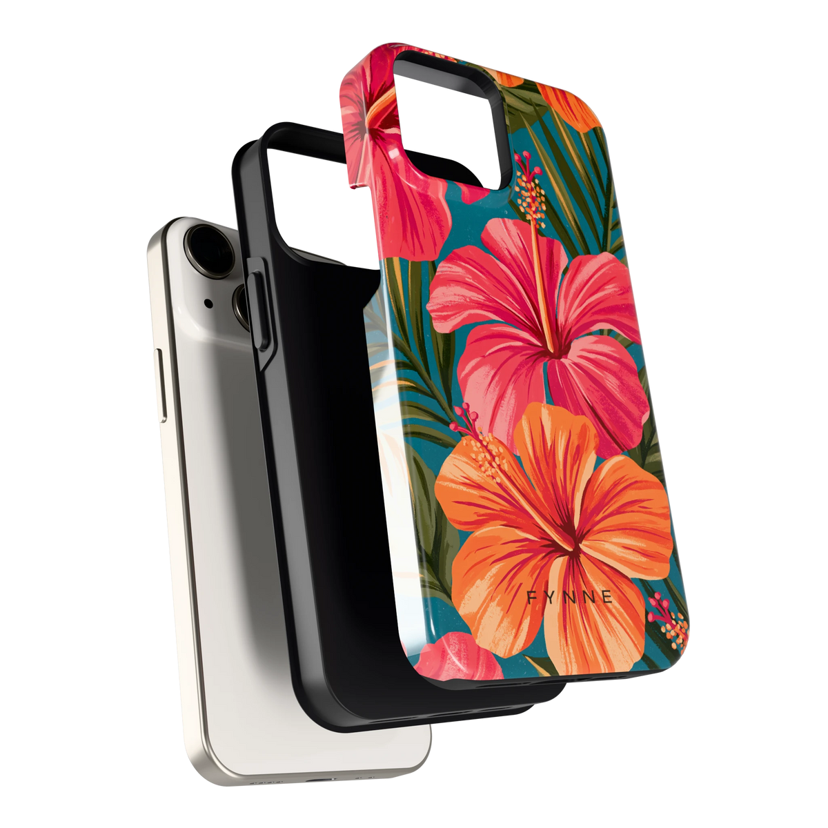 Hibiscus Paradijs hoesje voor iPhone 13 mini, los van de telefoon